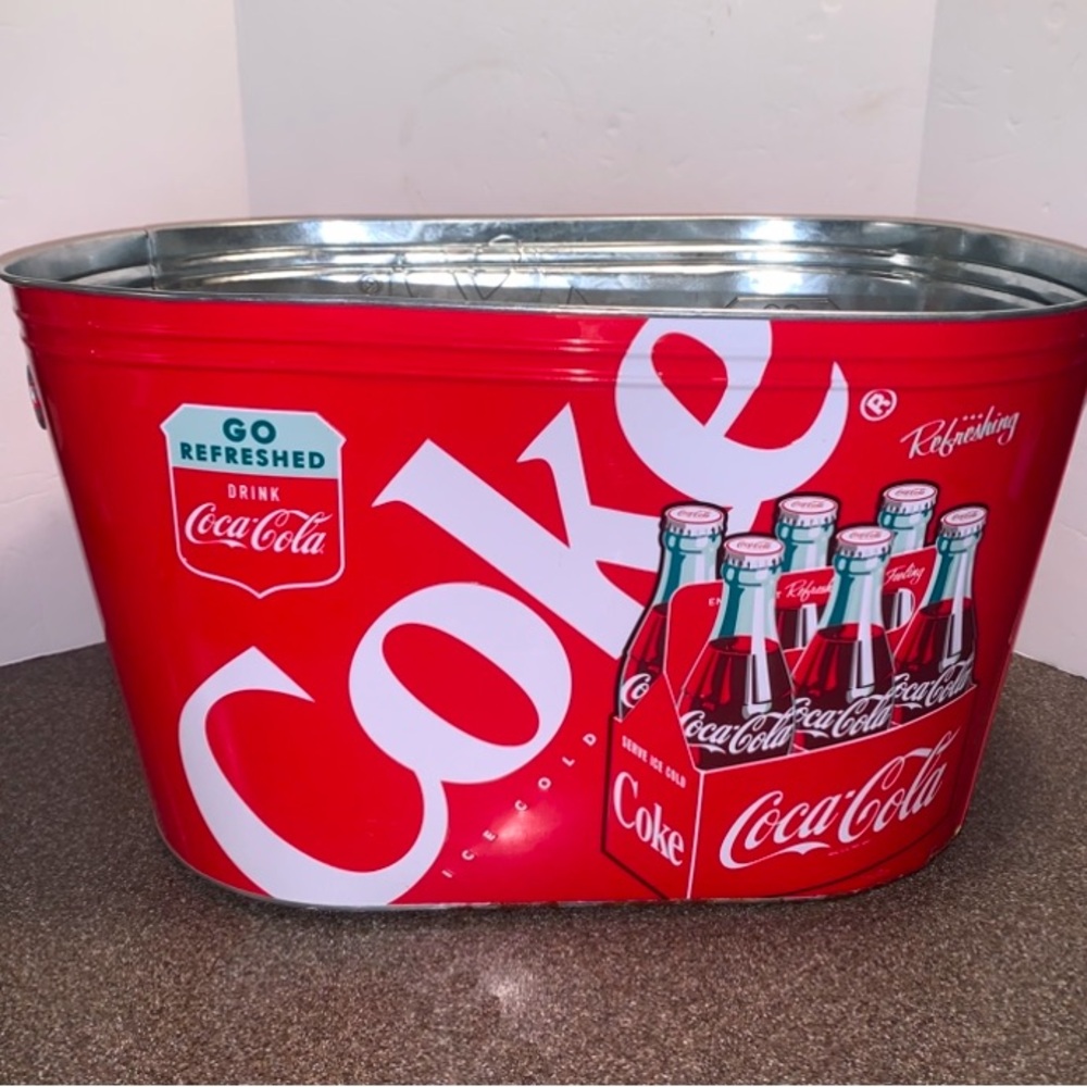 Coke / Coca Cola Metal Tote / Carryall Some Surface Rust on Bottom See Photos